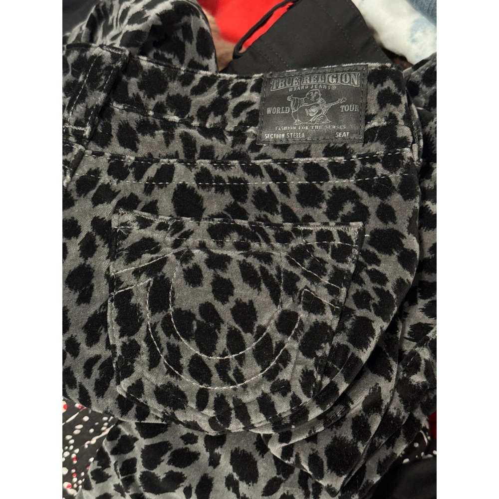 True Religion Stella Low Rise Velvet Skinny Jeans Leopard Print Y2K Indie Sleaze - Picture 4 of 5